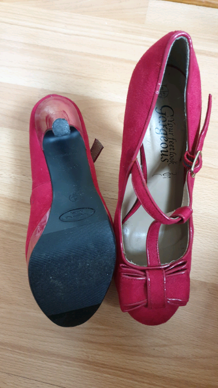 new look red bow heels